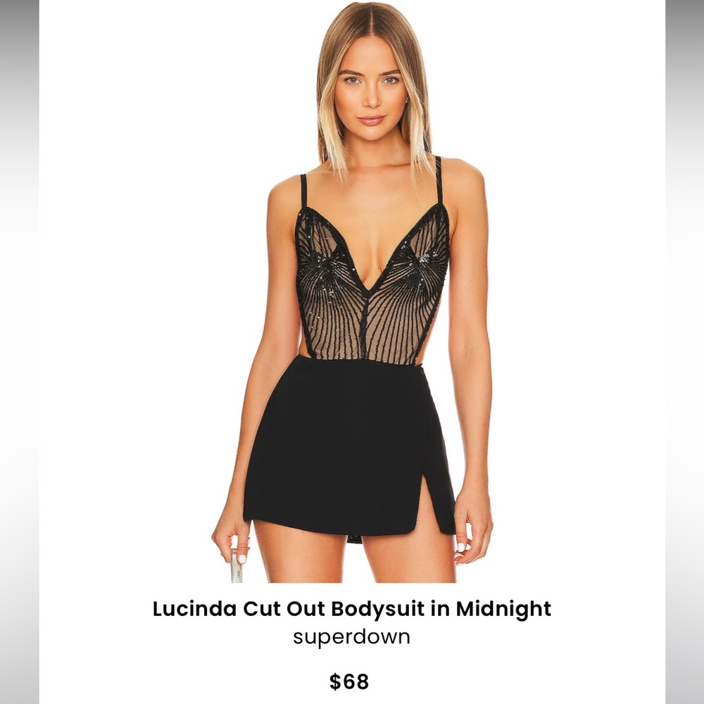 SUPERDOWN Revolve Lucinda Cutout Bodysuit in Midnight